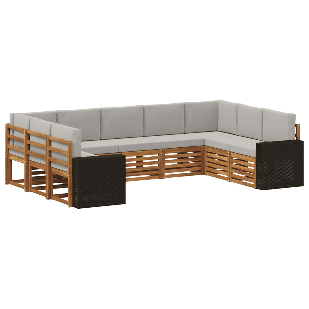 Ensemble de canapés d'extérieur 9 pcs naturel et gris clair