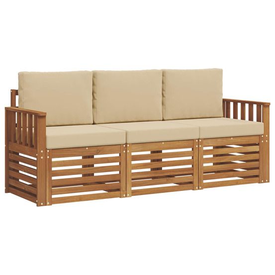 Ensembles de canapés 3 pc naturel et beige bois d'acacia massif