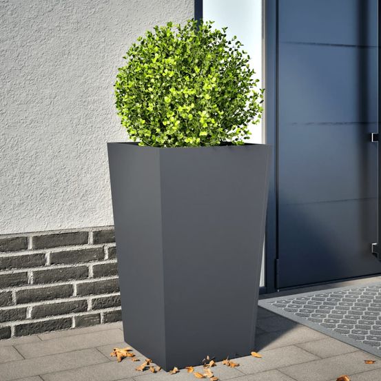 Jardinière haute carrée acier pour jardin terrasse anthracite 45x75cm