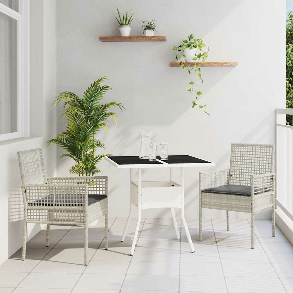 Ensemble de salle à manger pour jardin 3 pcs gris clair