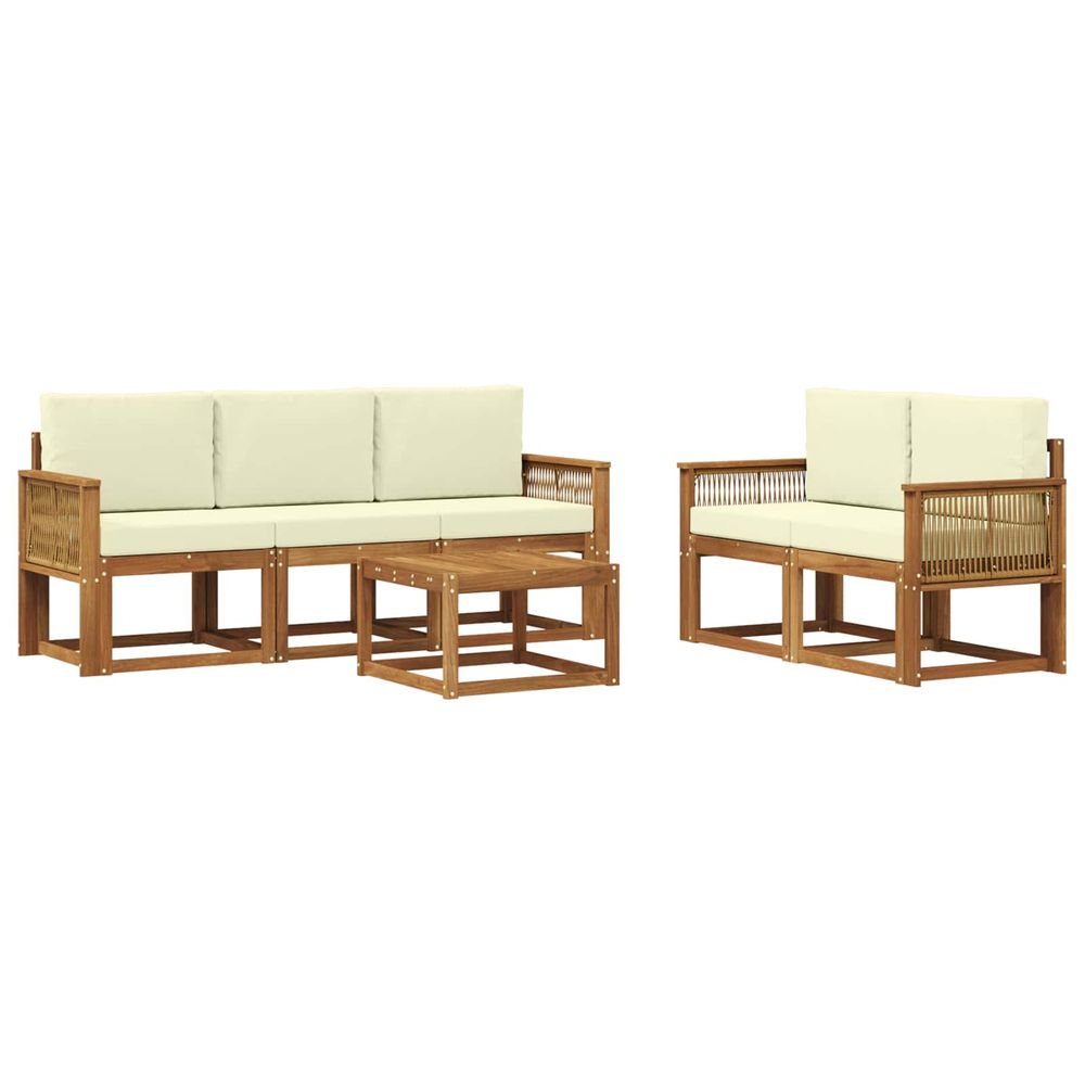 Ensemble de canapés d'extérieur 6 pc naturel et crème polyester