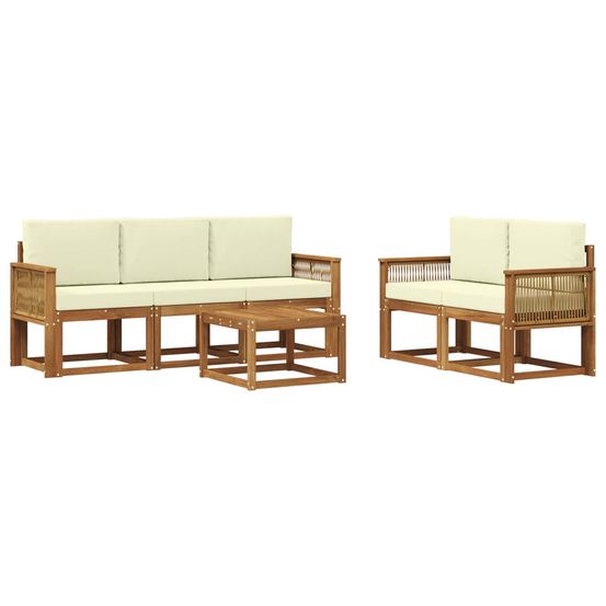 Ensemble de canapés d'extérieur 6 pc naturel et crème polyester