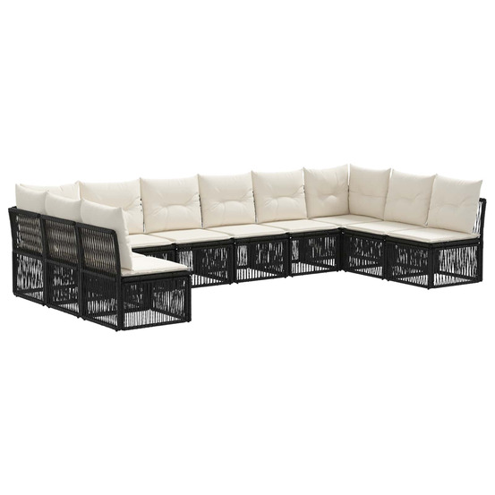 Ensemble de canapé de jardin 10 pcs noir polyrotin