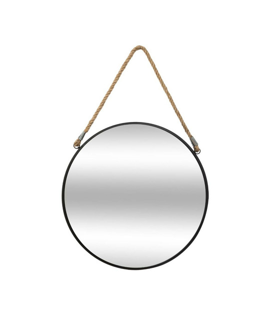 Miroir mural en métal noir avec corde d 37 cm