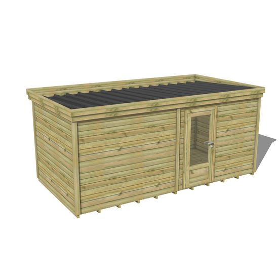 Abri de jardin bois pin traité autoclave 27mm - 5,195x2,64m / 14m2 - bac acier - plancher bois