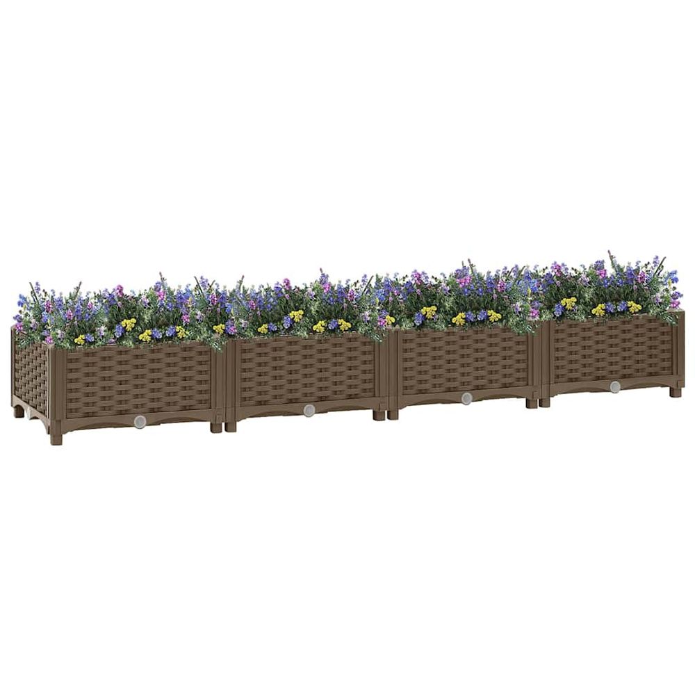 Carré potager en polypropylène pour jardin balcon terrasse brun 160x40x23cm