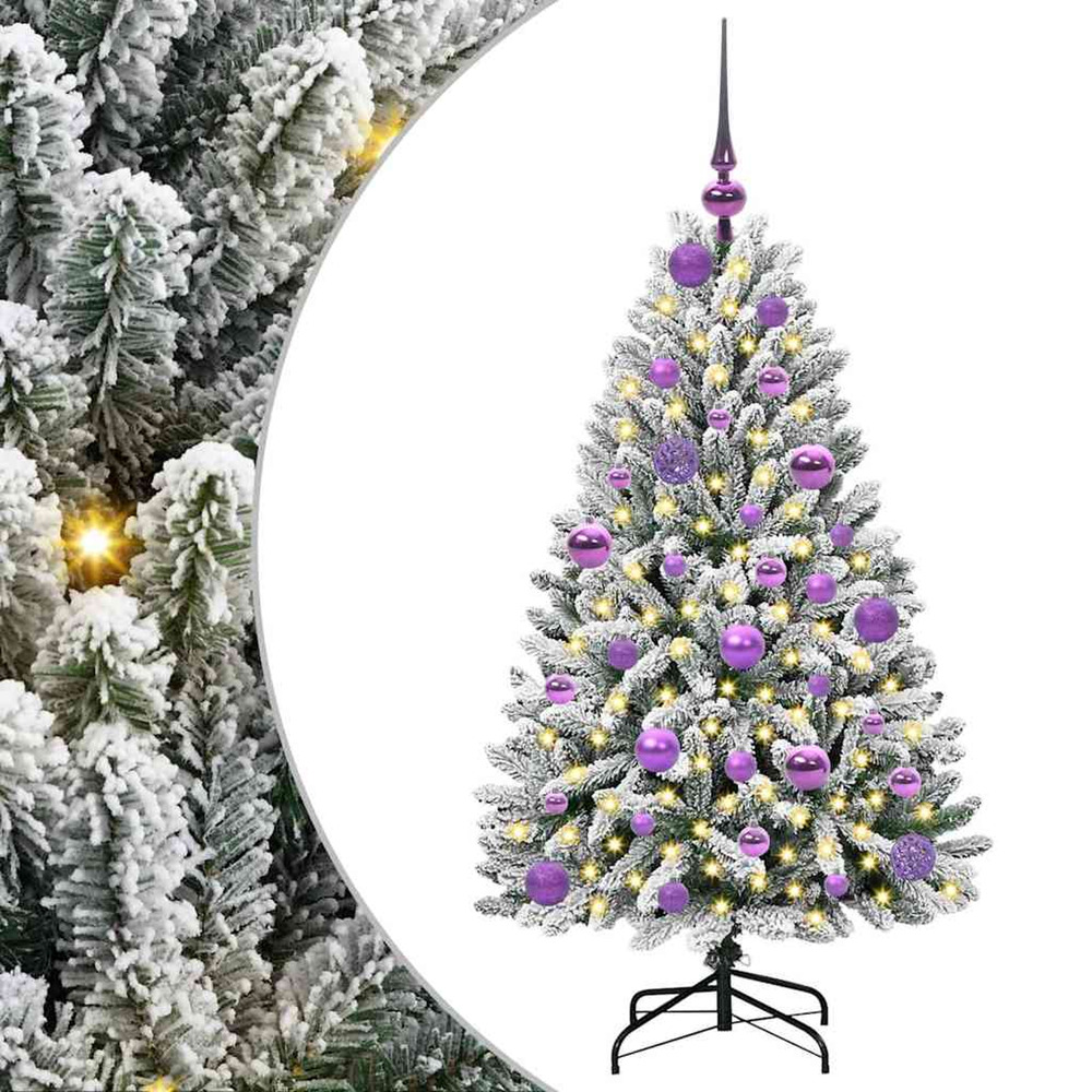 Sapin de noël artificiel vert et blanc 120 cm pvc et métal
