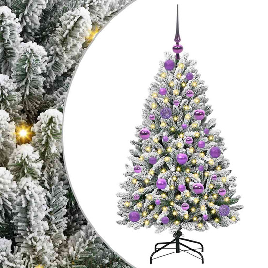Sapin de noël artificiel vert et blanc 120 cm pvc et métal