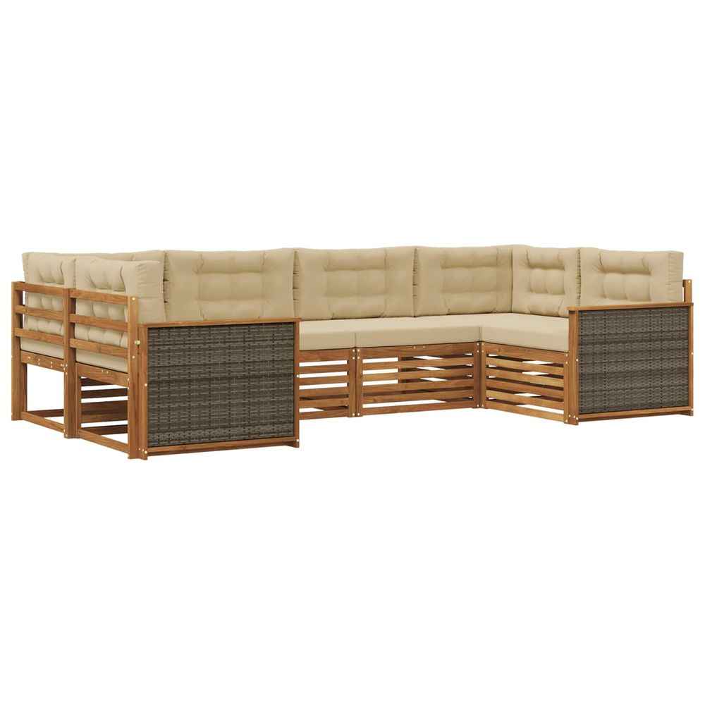 Ensemble de canapés d'extérieur 6 pc naturel et beige