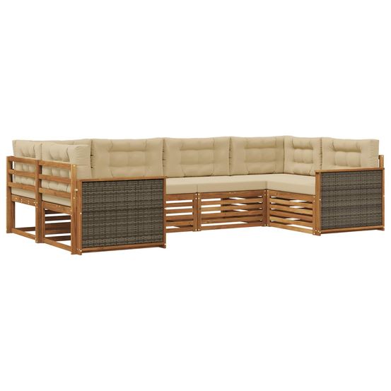 Ensemble de canapés d'extérieur 6 pc naturel et beige