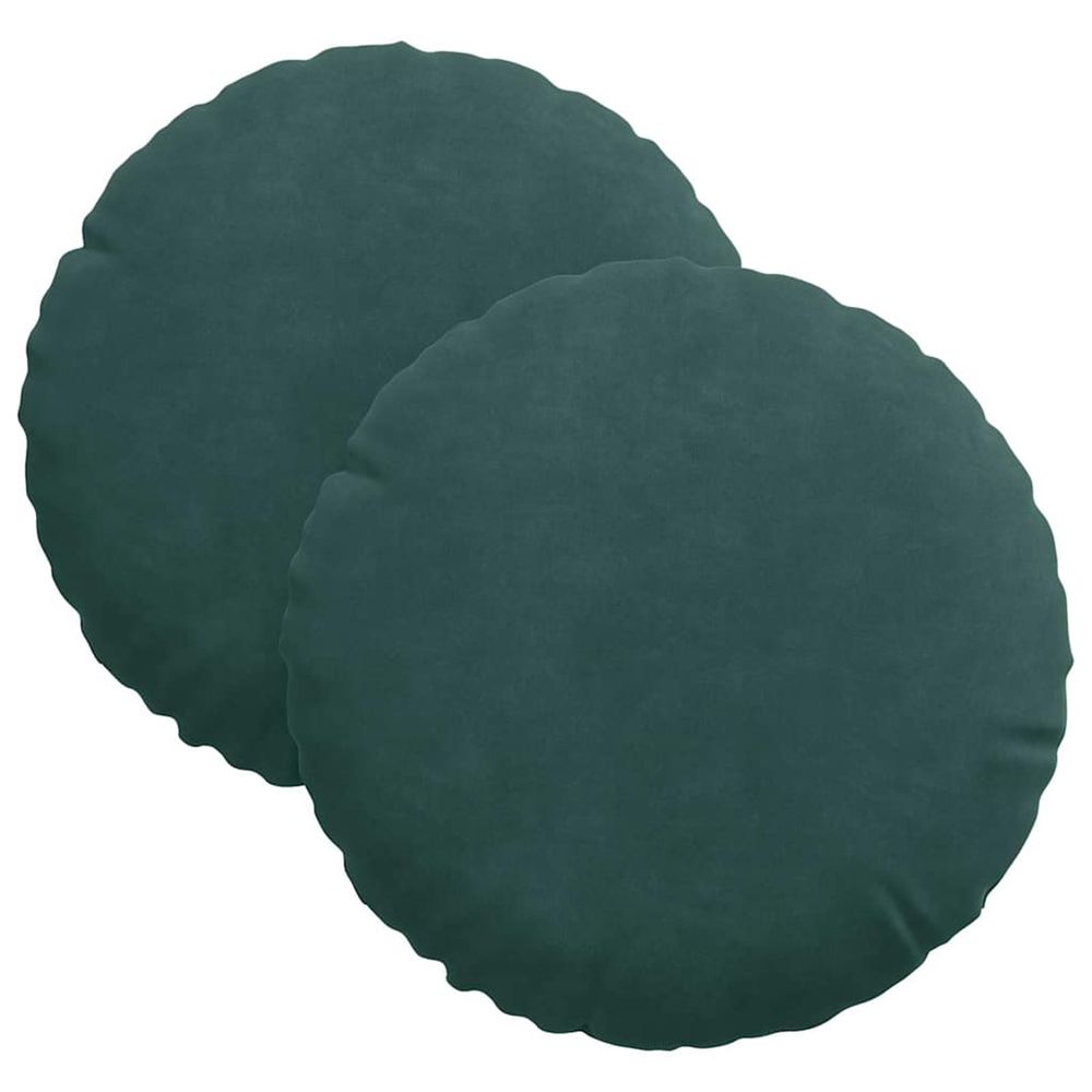 Coussins de siège 2 pc velours vert foncé ø30 x 13 cm