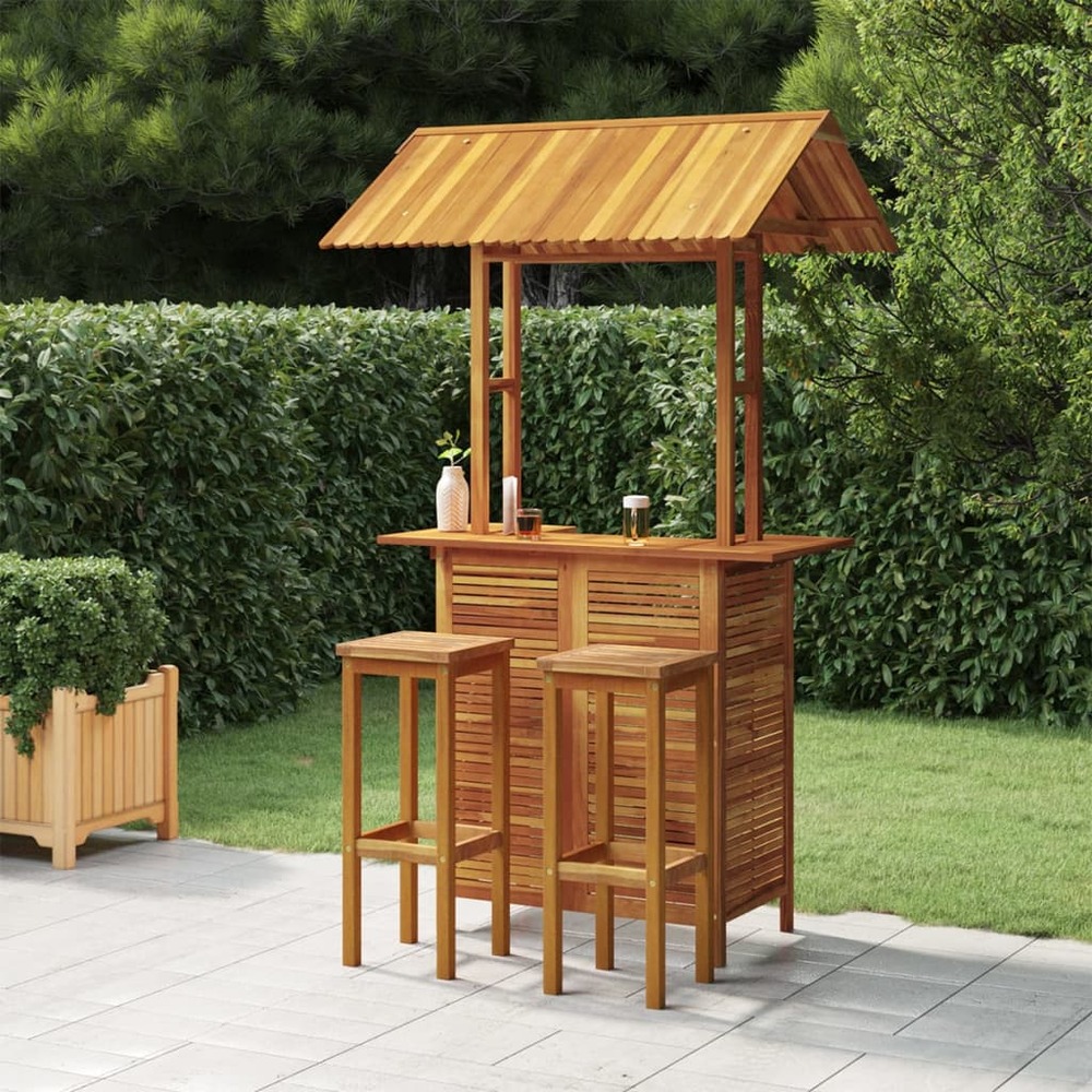 Ensemble de bar de jardin 3 pcs bois d'acacia solide