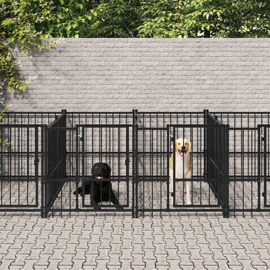 Chenil d'extérieur pour chiens acier 18,77 m²