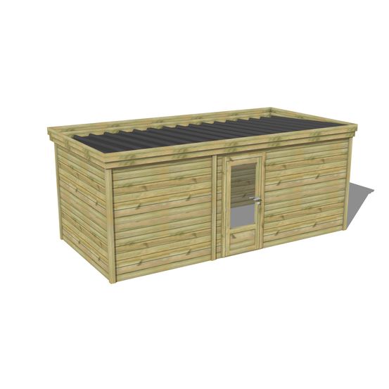 Abri de jardin bois pin traité autoclave 27mm - 5,495x2,64m / 15m2 - bac acier - abri français