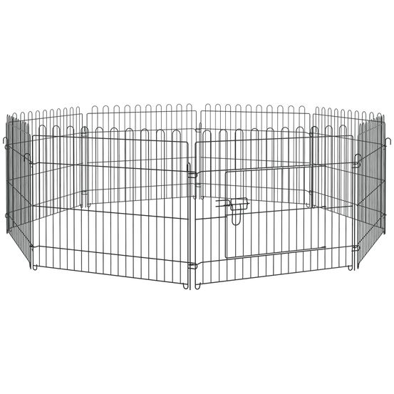 Enclos 8 panneaux acier chien intérieur extérieur parc modulable sécurité ø180x61cm noir - comfortxl pet living