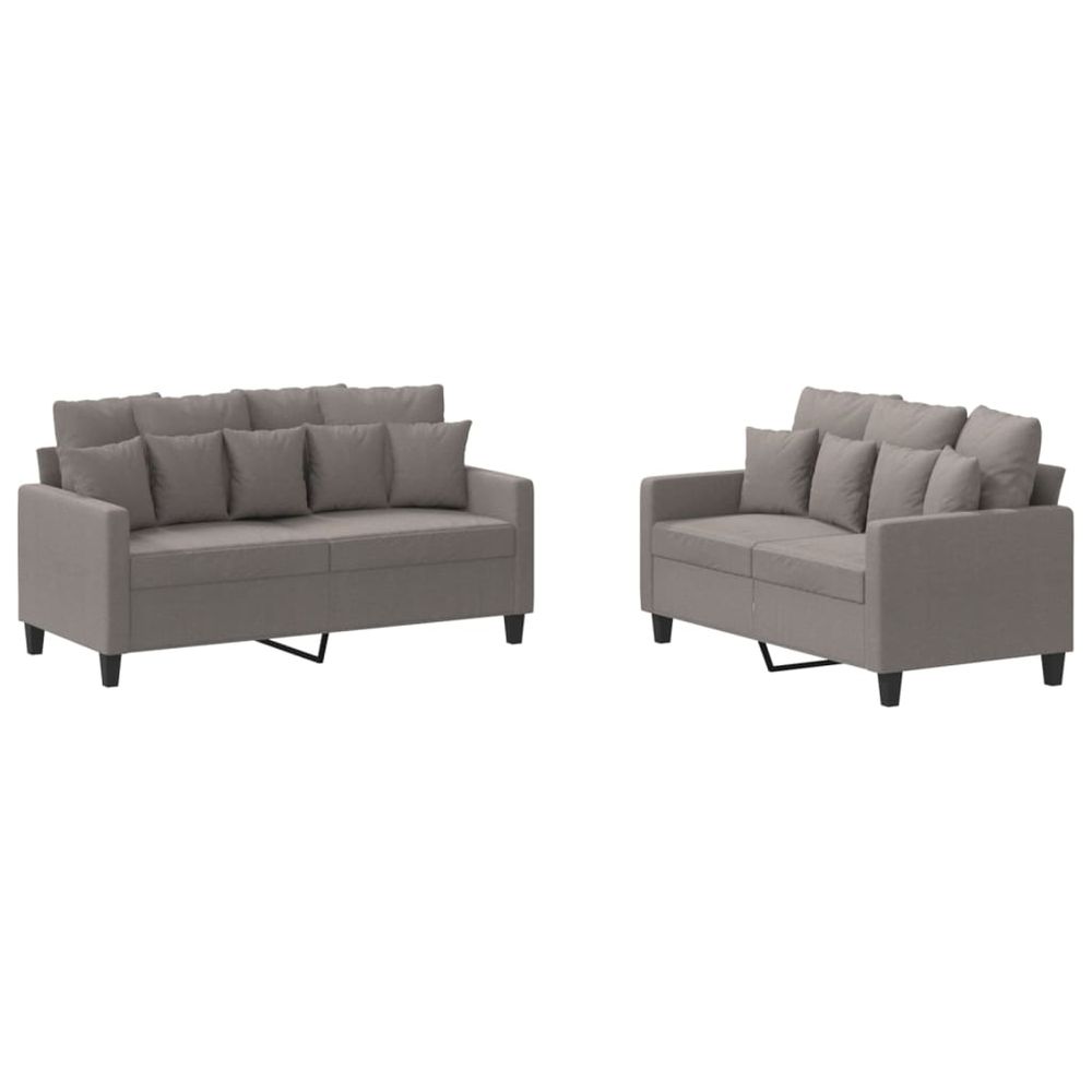 Ensemble de canapés 2 pcs avec coussins taupe tissu