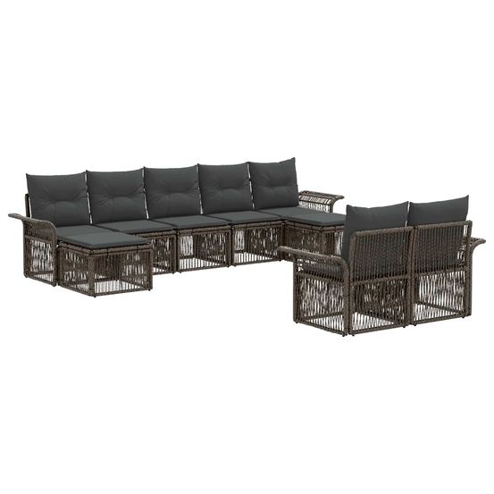Ensemble de canapé de jardin 9 pc gris polyrotin