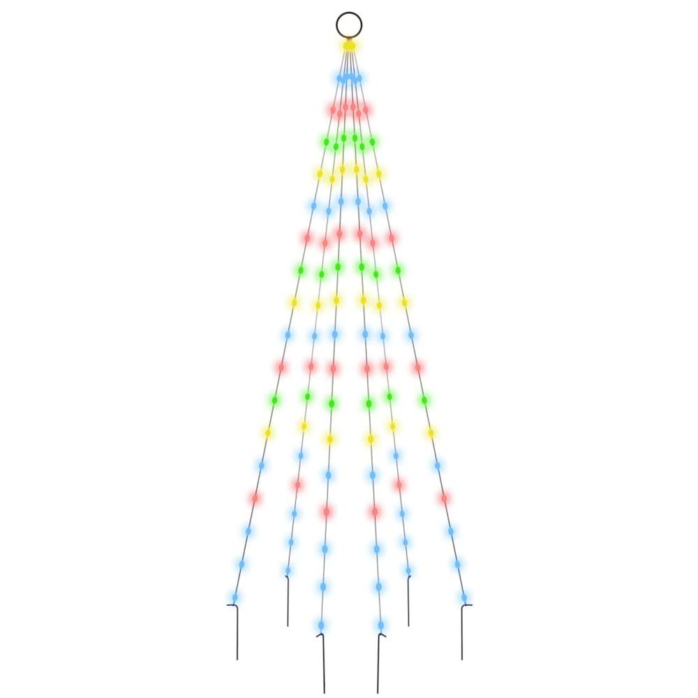 Sapin de noël sur mât de drapeau 108 led colorées 180 cm