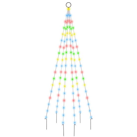 Sapin de noël sur mât de drapeau 108 led colorées 180 cm
