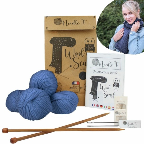 Needle it® kit tricot écharpe bleu marine