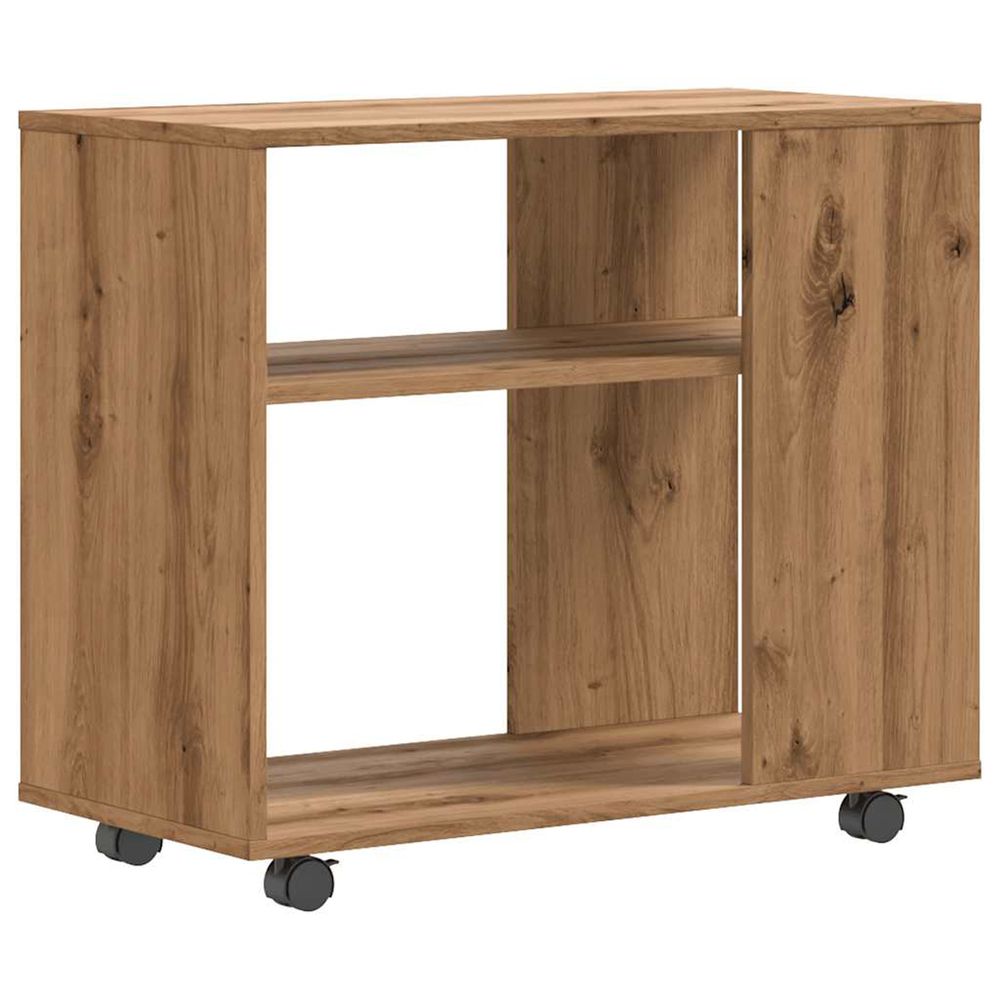 Table d'appoint chêne artisanal 70x35x60,5 cm bois d'ingénierie