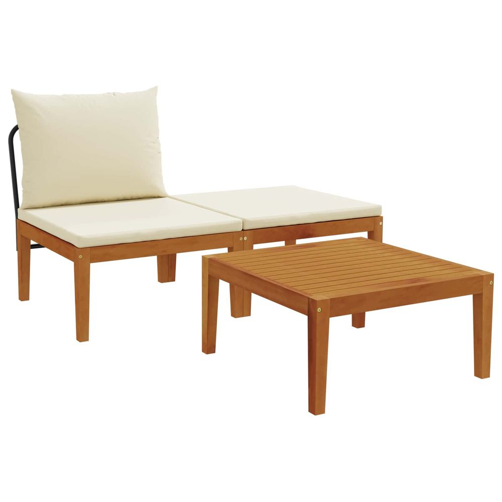 3 pc ensemble de salon de jardin avec coussins naturel