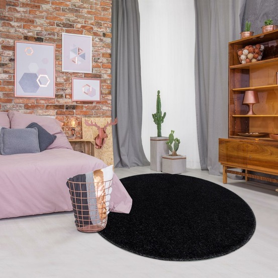 Tapis rond ø200cm tissé motif uni pour salon soula