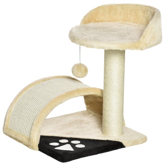 Petit arbre à chat niche sisal pour petits chats gratter se cacher 46cm beige