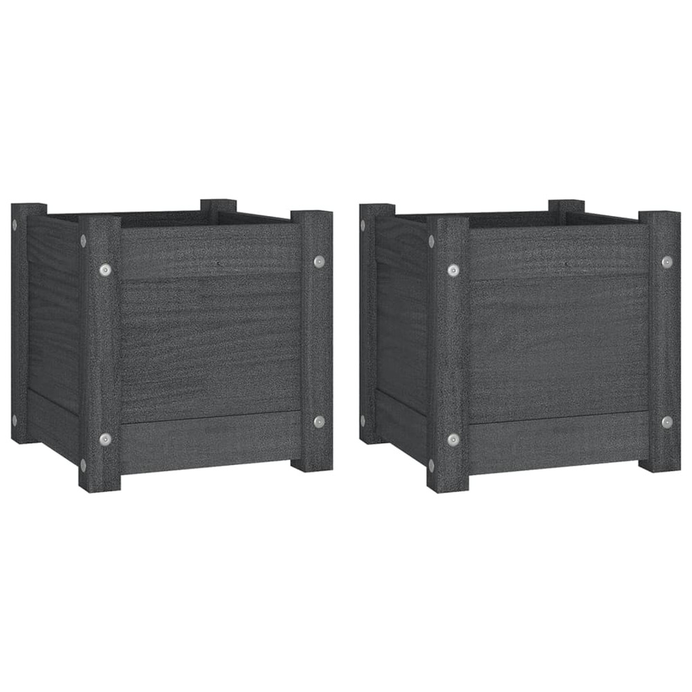 Jardinière d'extérieurs d'extérieur 2 pcs gris 31x31x31 cm bois de pin