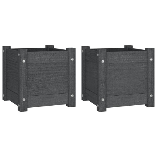 Jardinière d'extérieurs d'extérieur 2 pcs gris 31x31x31 cm bois de pin