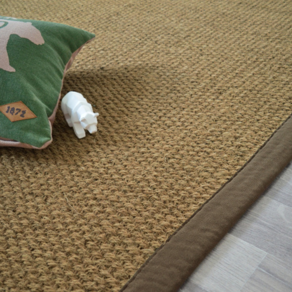 Tapis coco - delhi panama - ganse coton marron - 200 x 290 cm