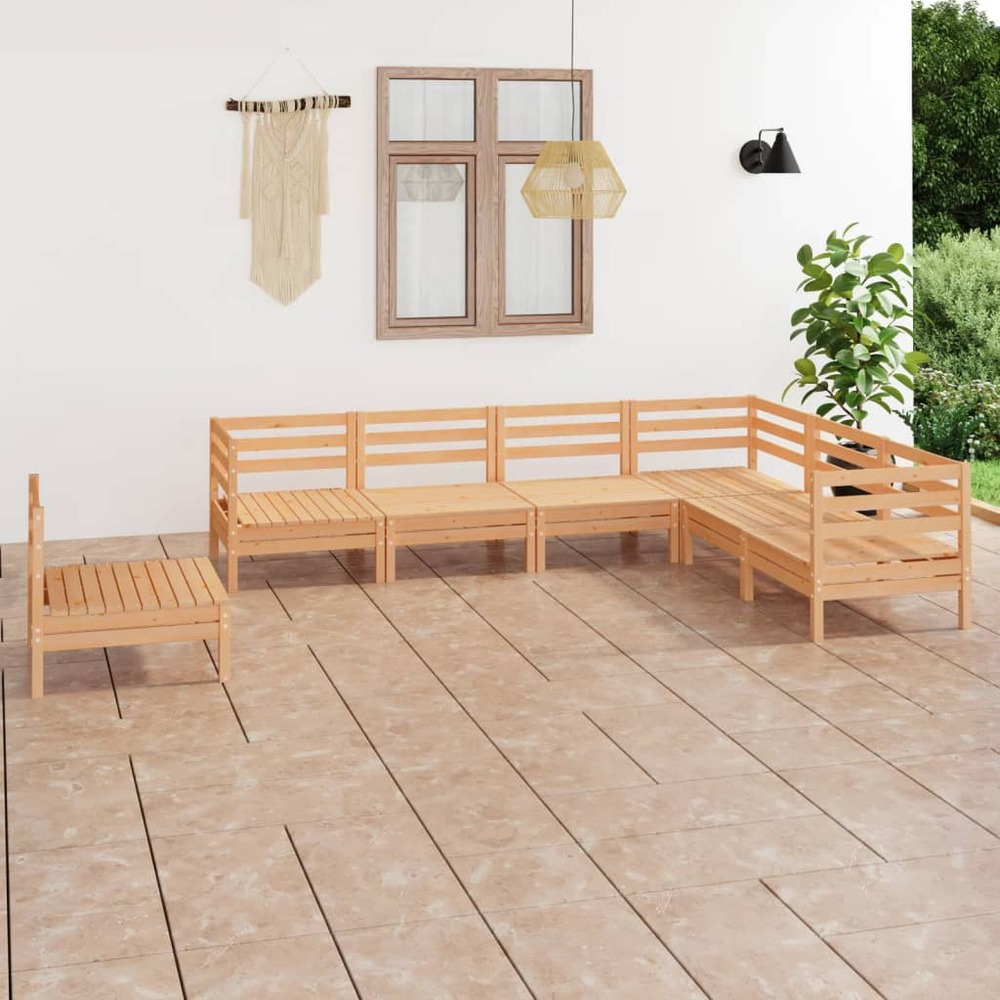 Salon de jardin 7 pcs bois de pin massif