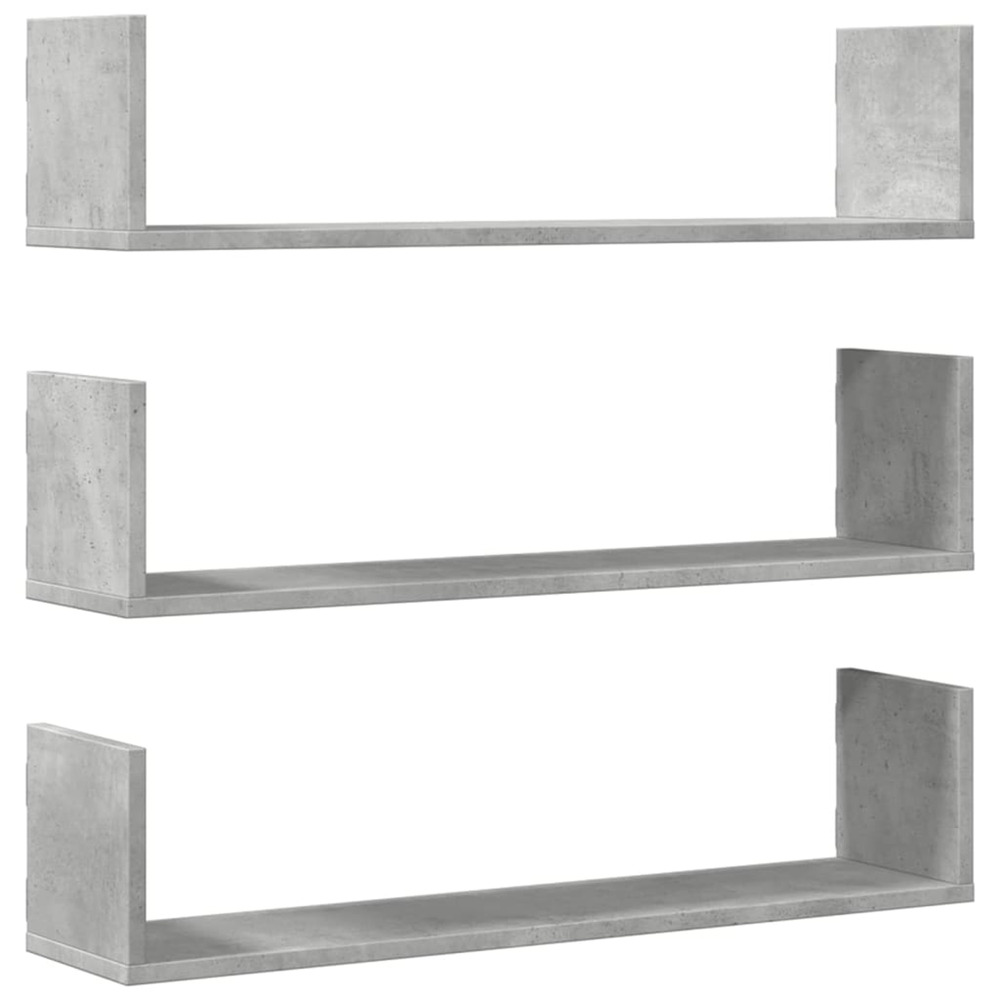 Étagères murales 3 pcs gris béton 80x18x18 cm bois d'ingénierie