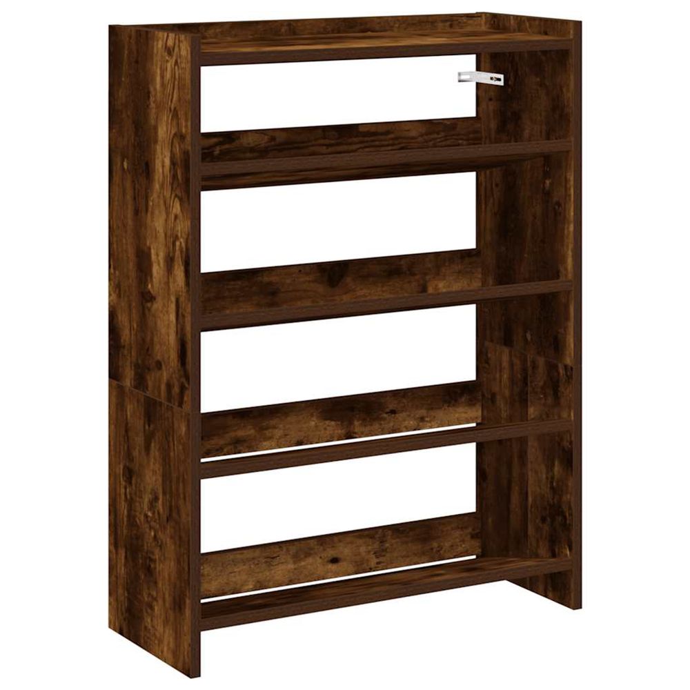 Étagère à chaussures chêne fumé 60x25x81 cm bois d'ingénierie