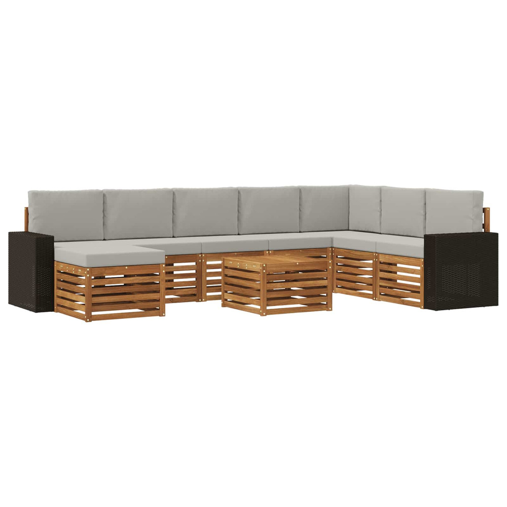 Ensemble de canapés d'extérieur 9 pcs naturel et gris clair