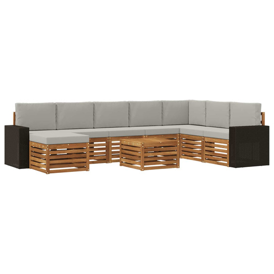 Ensemble de canapés d'extérieur 9 pcs naturel et gris clair