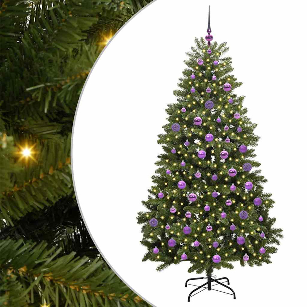 Sapin de noël artificiel avec 300 led vert 180 cm pvc et métal