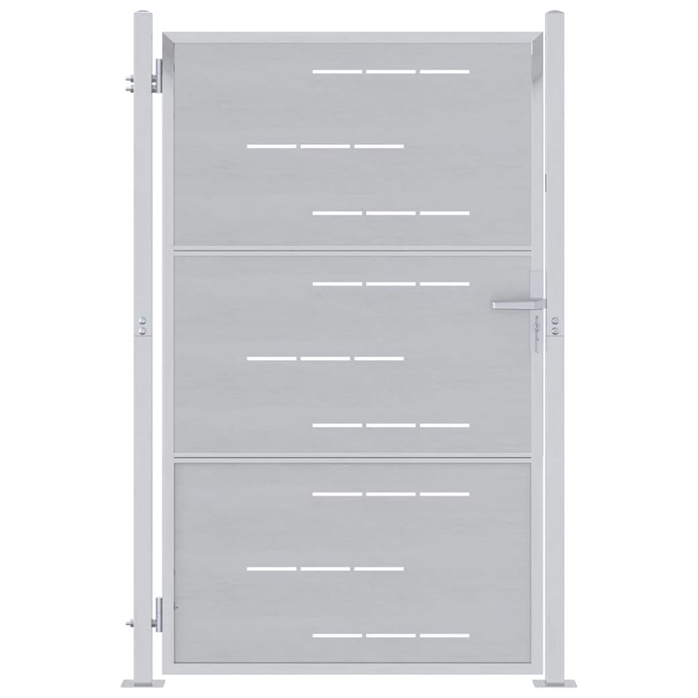 Porte de jardin argenté 85 x 144 cm acier inoxydable