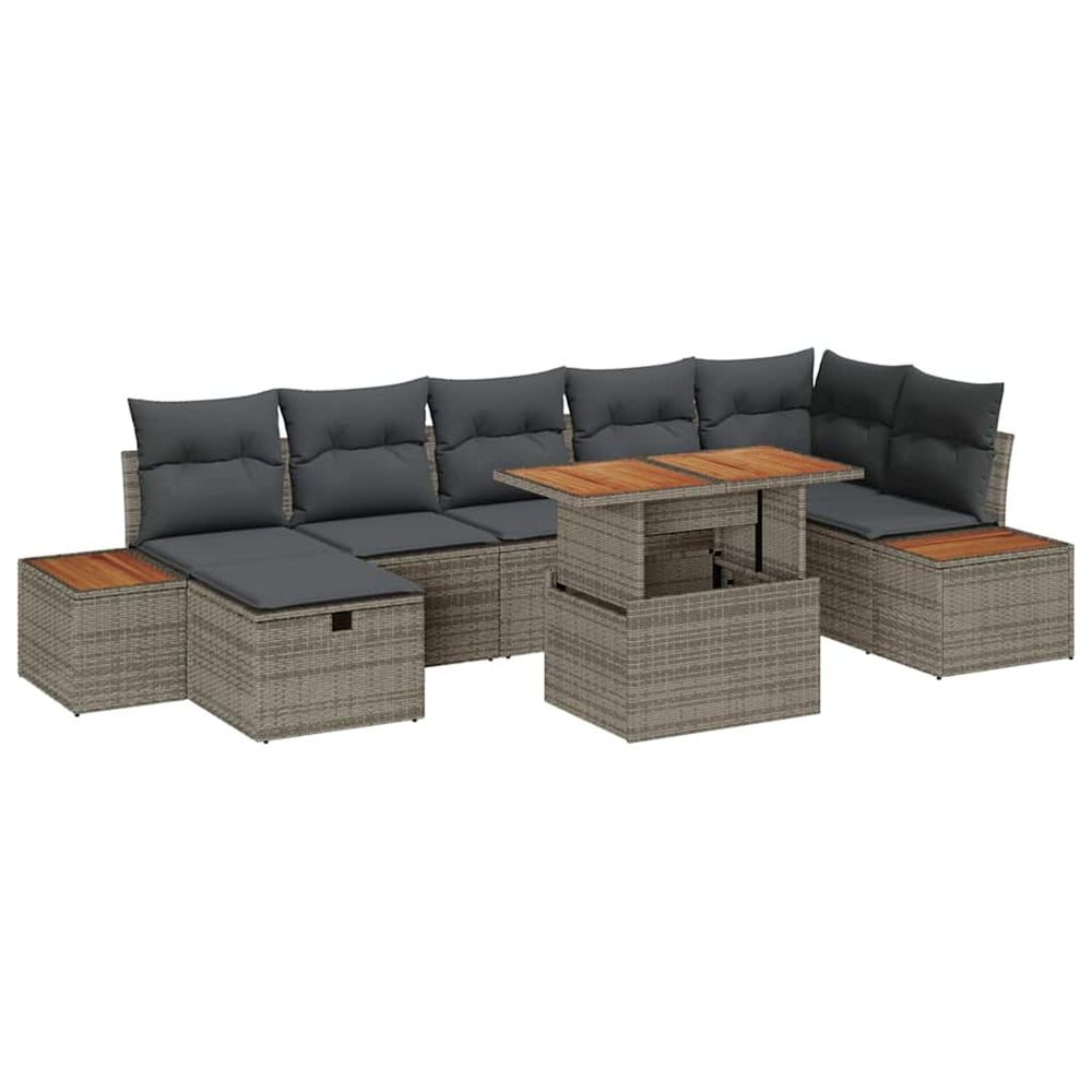 Ensemble de canapé de jardin 8 pc gris polyrotin