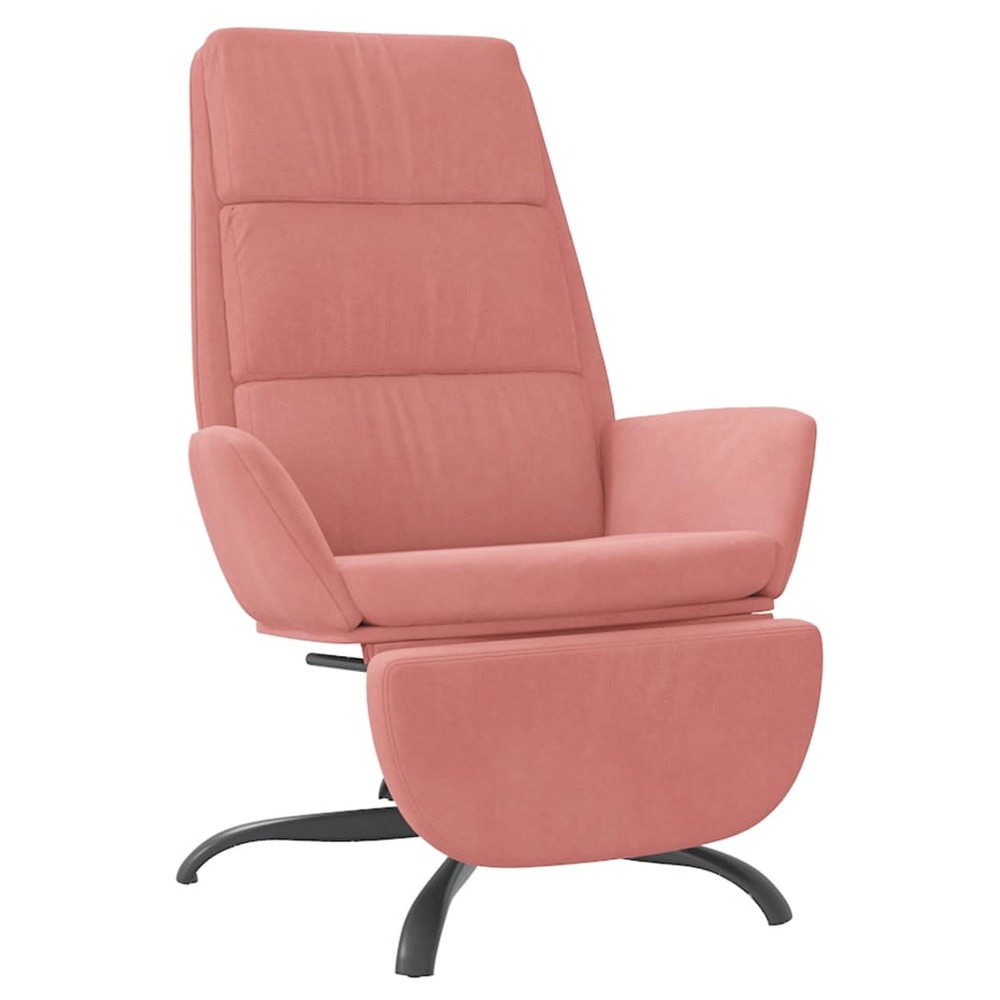 Chaise de relaxation avec repose-pied rose velours