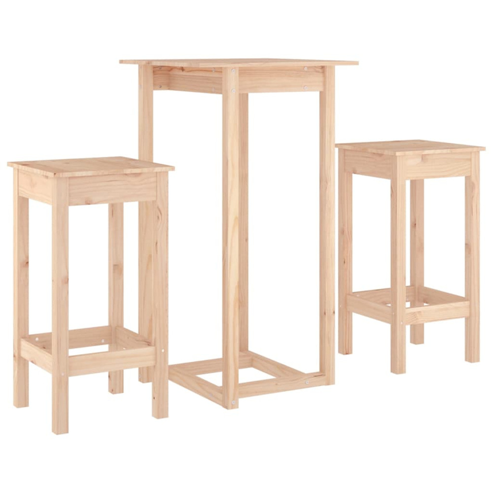 Ensemble de bar 3 pcs bois de pin massif