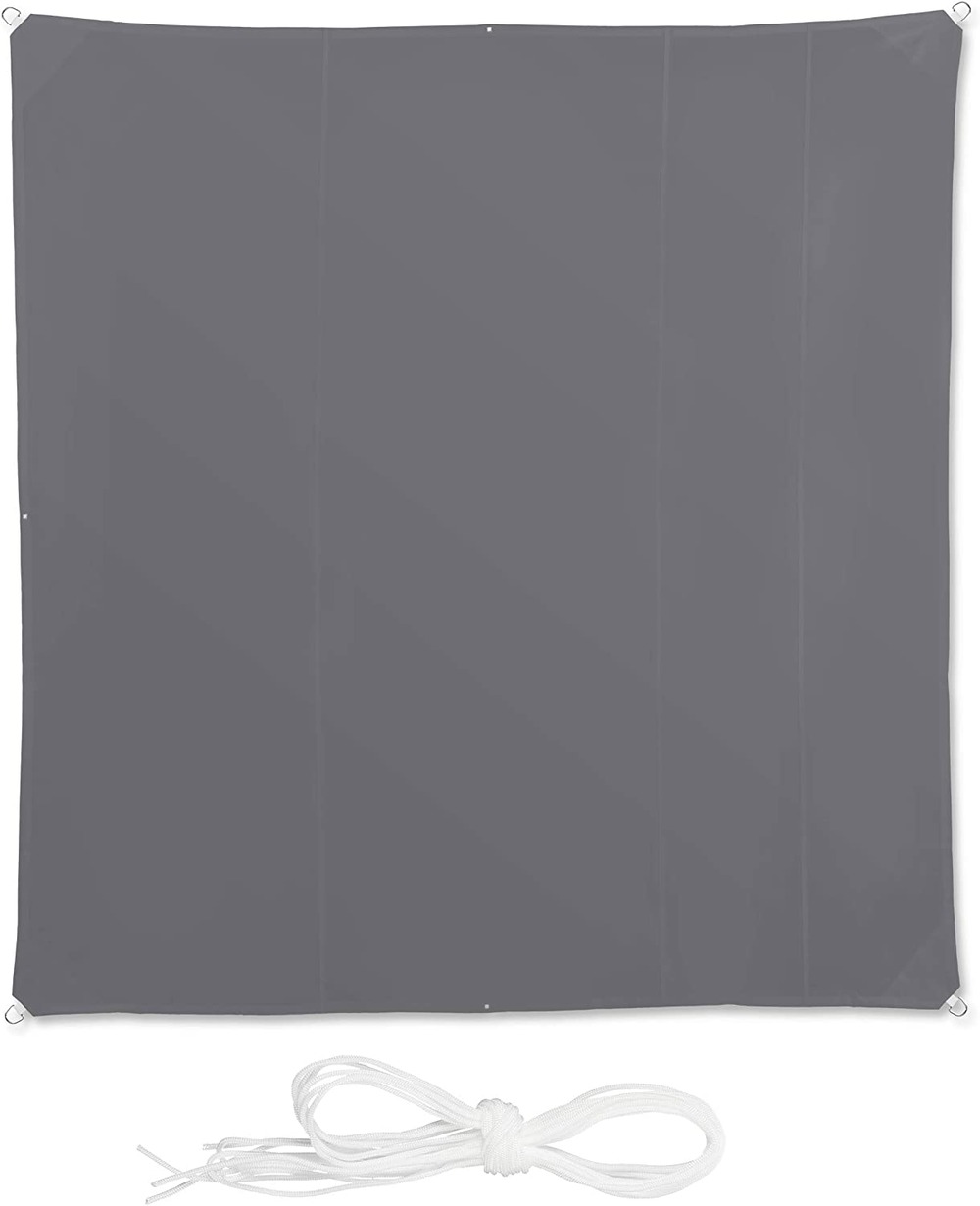 Voile d'ombrage carré 5 x 5 m gris