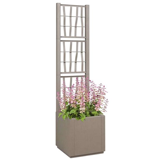 Bac à fleurs avec treillis marron clair 36 x 36 x 140 cm pp