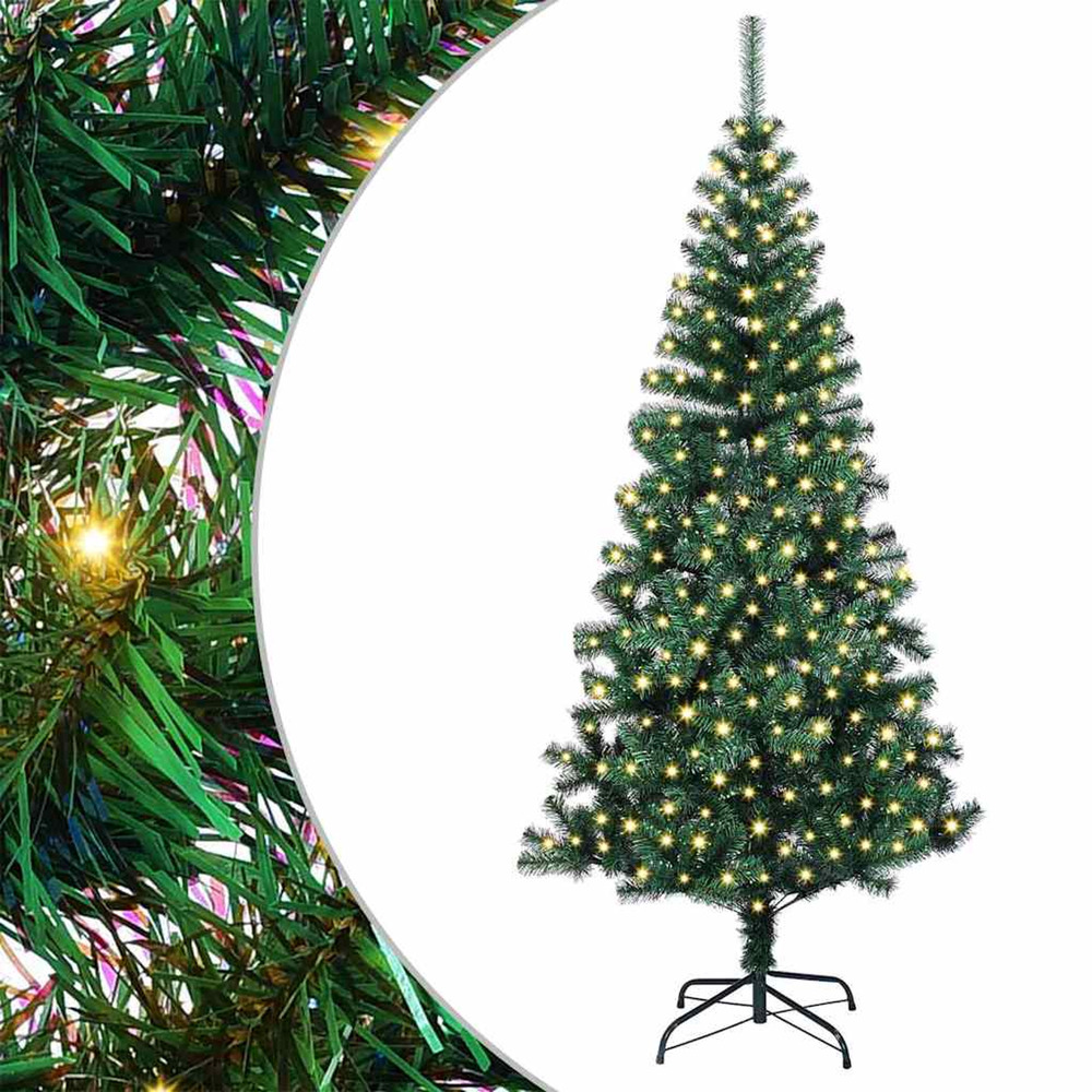 Sapin de noël artificiel pré-éclairé vert 210 cm pvc et métal