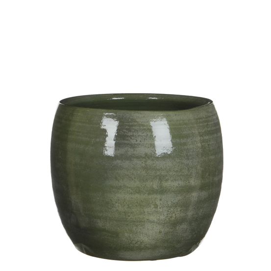 Cache-pot en terre cuite vert d24
