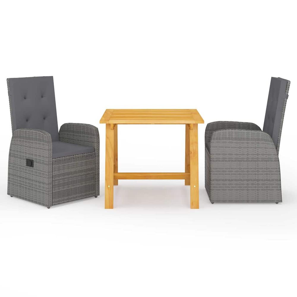 Ensemble à manger de jardin 3 pcs gris