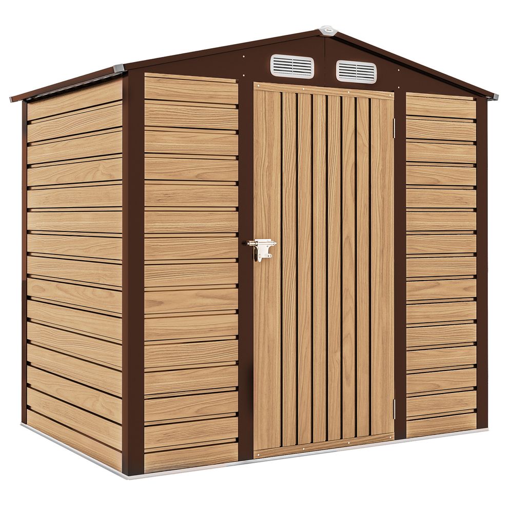 Abri de jardin en acier couleur chêne 190 x 131 x 188 cm avec rampe ventilée - comfortxl outdoor living