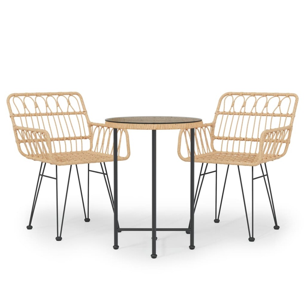 Ensemble à manger de jardin 3 pcs résine tressée