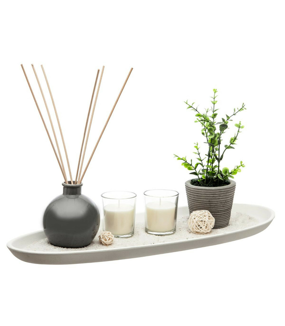 Coffret senteur ylang-ylang plateau, diffuseur de parfum, bougies et accessoires