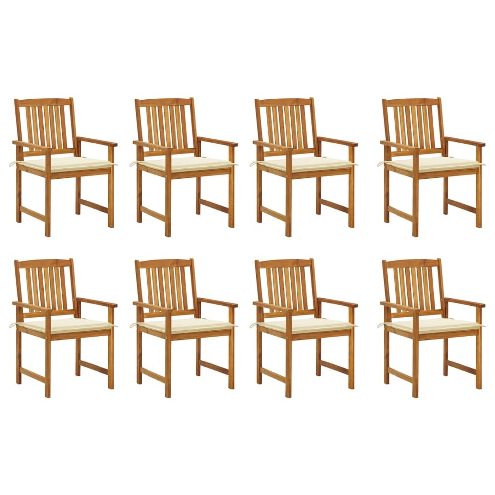 Chaises de jardin avec coussins lot de 8 bois d'acacia solide